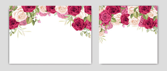 floral wedding card with beautiful roses frame template