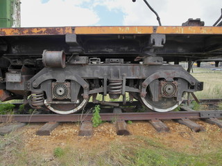 Wheels of an old steam locomotive