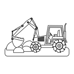 Naklejka premium construction architectural engineering work cartoon in black and white