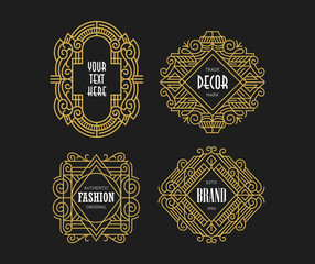 Obraz premium Beautiful Art Deco Set Vintage Ornament Frames Exclusive Line Art Minimalist Badges Luxury Label Design Elements