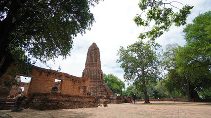 Ayutthaya, Thailand. July, 2019. ruins and statues in the old temple of Ayutthaya.