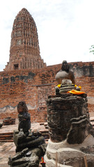 Ayutthaya, Thailand. July, 2019. ruins and statues in the old temple of Ayutthaya.