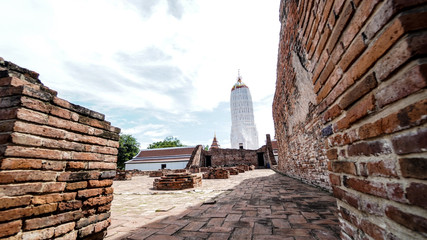 Ayutthaya, Thailand. July, 2019. Old Pagoda was built in 1353 at Putthaisawan temple with many tourist come to visit.