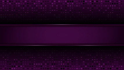 Abstract geometric background. Vector dark background. Purple Black Luxury modern background with metallic texture and shadows. Halfton dots background. Banner with copy space, template, cover, card