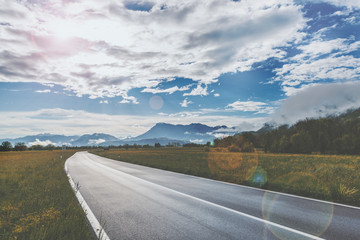 Empty road in Italian countryside.