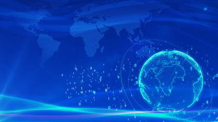High-tech digital earth background.Background global technology.Earth on Digital Network background