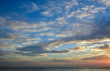 Colorful of sunset on sea scape background