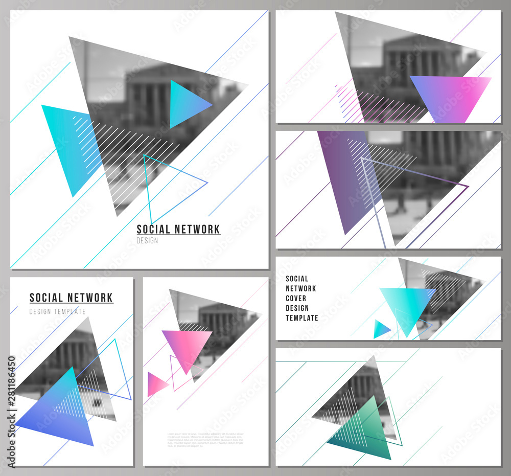 Poster the minimalistic abstract vector illustration of the editable layouts of modern social network mocku