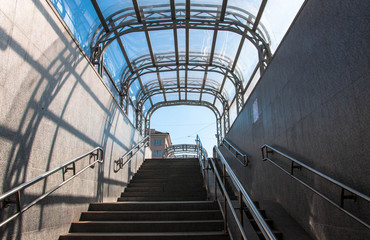 Exit from the underpass with a transparent roof