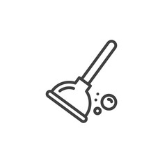Plunger line icon. linear style sign for mobile concept and web design. Plumbing tool outline vector icon. Symbol, logo illustration. Vector graphics