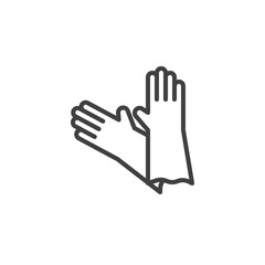 Latex gloves line icon. linear style sign for mobile concept and web design. Protective rubber gloves outline vector icon. Symbol, logo illustration. Vector graphics