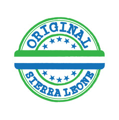 Vector Stamp of Original logo with text Sierra leone and Tying in the middle with nation Flag.