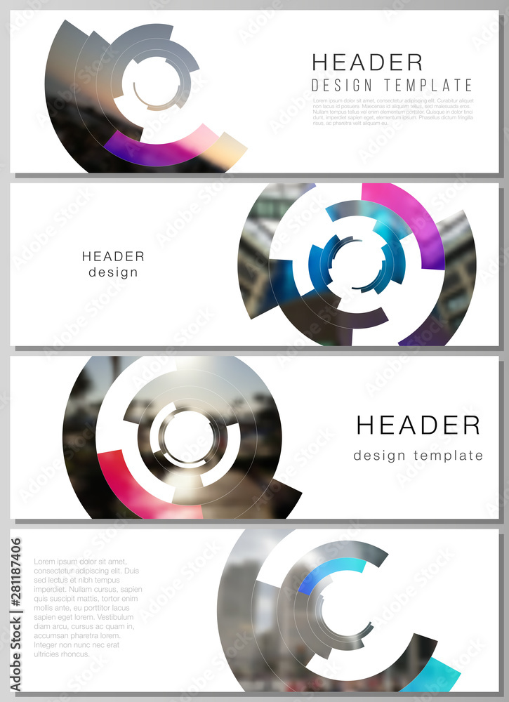 Poster the minimalistic vector illustration of the editable layout of headers, banner design templates. fut