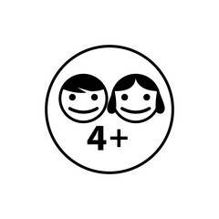 Children icon of the age of 4+.
