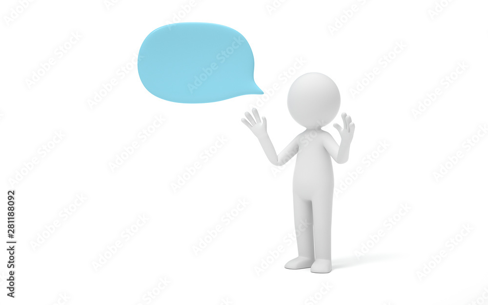 Poster a man with bubble talk.communication or social media concept. 3d rendering,conceptual image.