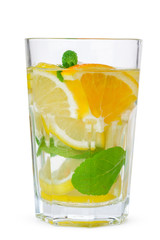 Glass of lemonade isolated on white background