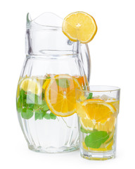 jug of lemonade isolated on white background
