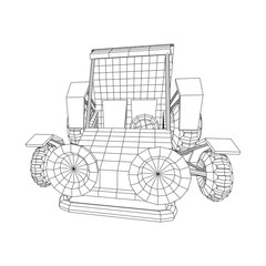 Fototapeta na wymiar Off road dune buggy car. Terrain vehicle. Outdoor car racing, extreme sport oncept. Wireframe low poly mesh vector illustration