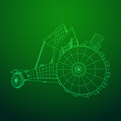 Off road dune buggy car. Terrain vehicle. Outdoor car racing, extreme sport oncept. Wireframe low poly mesh vector illustration