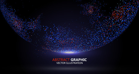 Multicolored Earth composed of colorful particles, vector illustration.