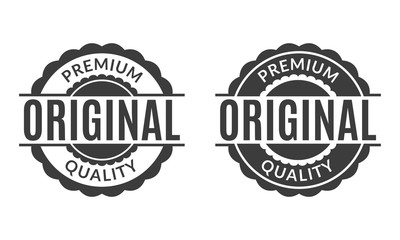 Original and Premium quality rubber stamp or seal set. Round vintage labels, emblems or badges. Vector illustration.