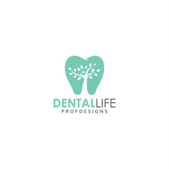 dental life dental clinic tree leaf grow up logo vector icon art illustration