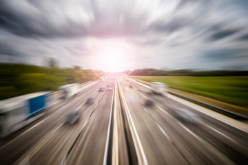 busy highway traffic 