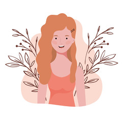 young woman with landscape background