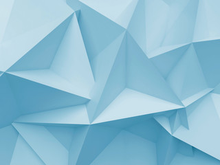 3D rendering abstract background. Illustration of blue geometric stones