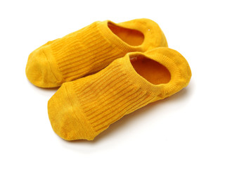 Invisible ladies shoes socks in different colors isolated on white background