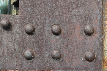 steel rivets strong metal connection close to