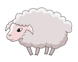 Cartoon sheep on a white background. Vector illustration.