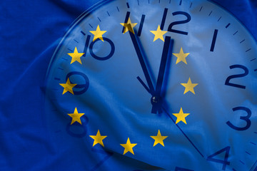Composite image of EU flag and clock