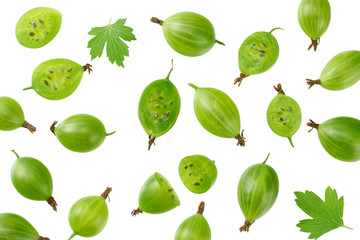 green gooseberry isolated on white background. Top view.