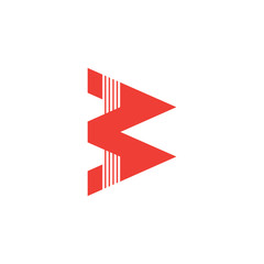 letter b simple stripes geometric logo vector