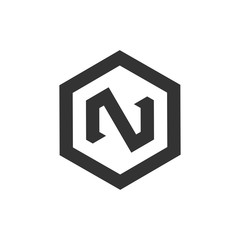 letter n hexagonal geometric logo vector