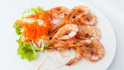 close-up shrimp, seafood on dish, thailand