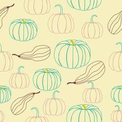 Pink and green pumpkins in a seamless pattern design