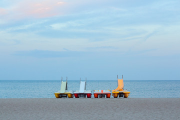 catamarans on the sandy beach 