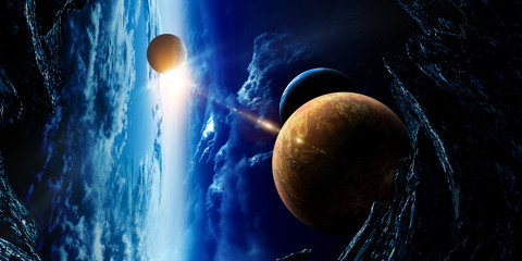 Abstract planets and space background