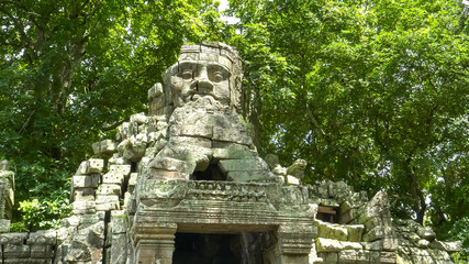 face tower at the west entrance of banteay kdei temple, angkor wat