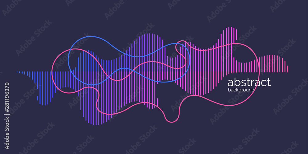 Poster vector abstract background with dynamic waves and lines.