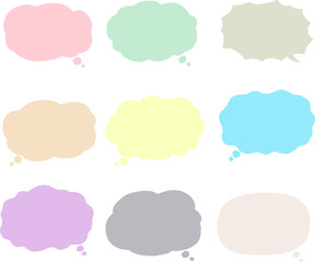 illustration of Cloud-shaped speech bubble drawn set