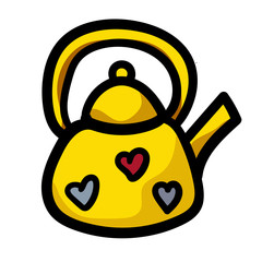 Fototapeta premium Vector illustration of a kitchen kettle. Hugge and hygge style. Cozy kitchen