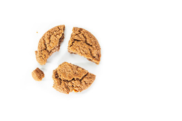 cookie chocolate broken on white background.