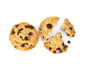 cookie chocolate broken on white background.