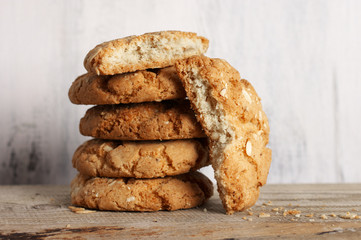Whole and broken peanut cookies