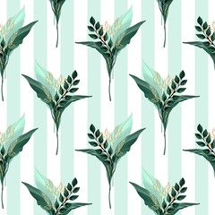 Seamless pattern with leaves and branches. Background for wrapping paper, wall art design