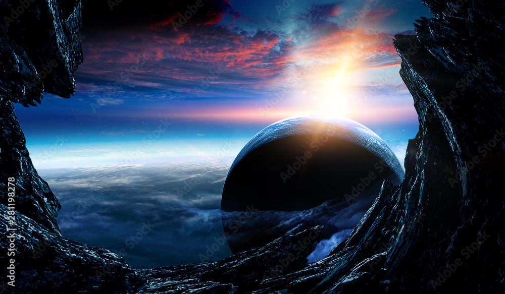 Poster abstract planets and space background