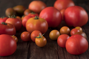 Fototapeta na wymiar tomatoes on wooden background